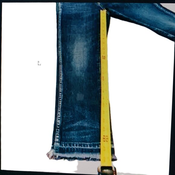 AMO Jeans BABE Button Fly Cropped Raw Hem Denim Blue Cotton Stretch Women's 26 - Picture 10 of 15